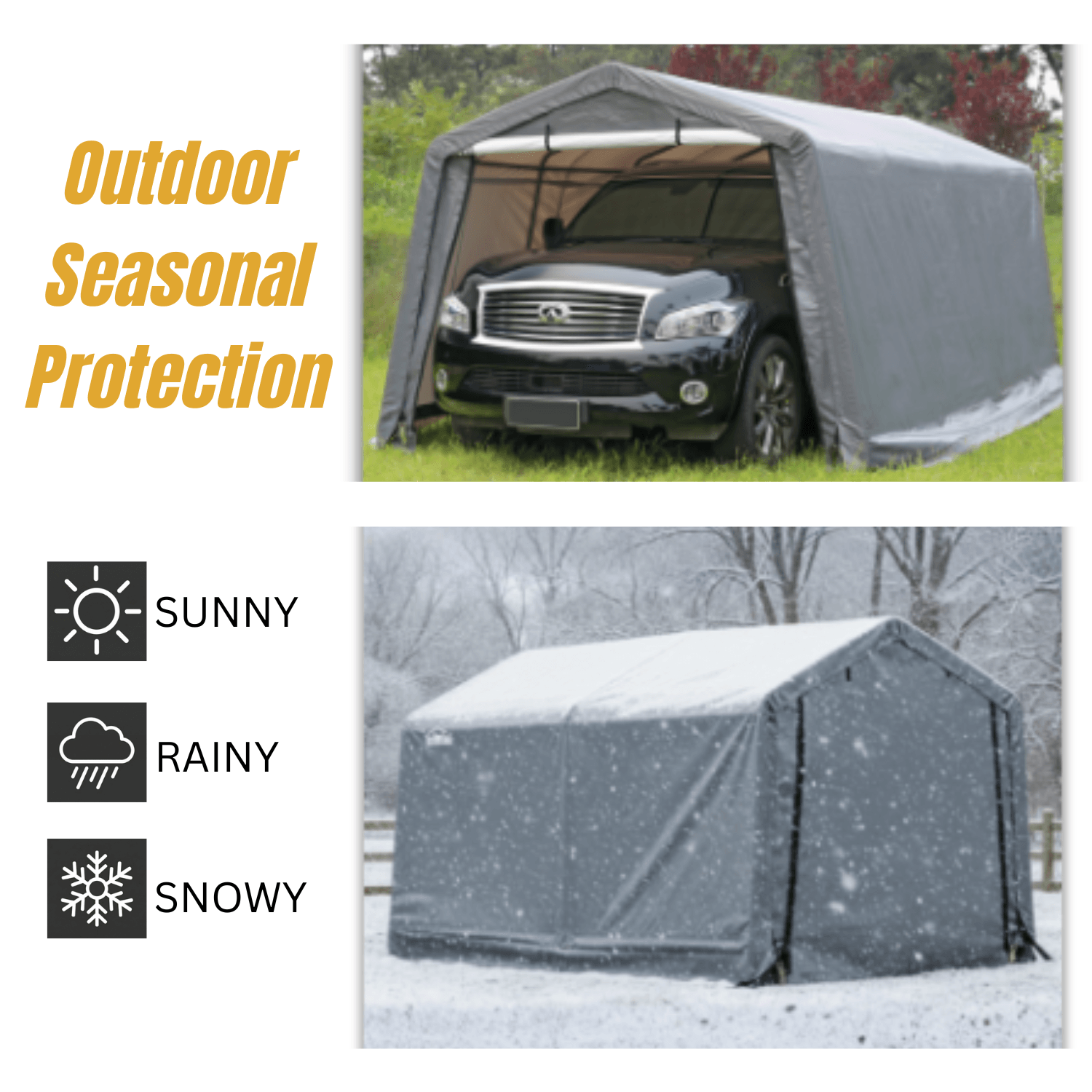 HomeDude 10 x 20 ft Carport Shelter – 195 g/m² waterproof cover & steel frame
