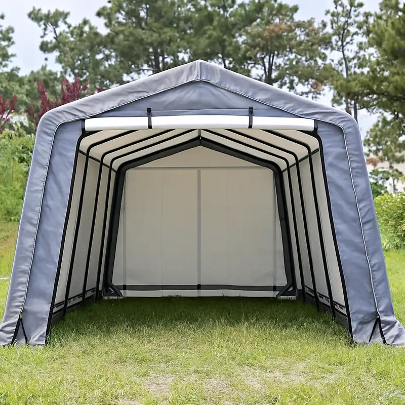 HomeDude 10x20 ft Heavy-Duty Winter Car Shelter – 195g Ripstop Tarp – Reinforced Rust-Proof Metal Structure with Long-Term Coverage Guarantee