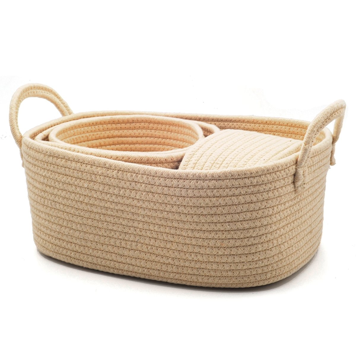 4 - Pack Cotton Rope Storage Baskets - Cream White - HomeDude Oak4 - Pack Cotton Rope Storage Baskets - Cream WhiteCotton Rope BasketHomeDude Oak