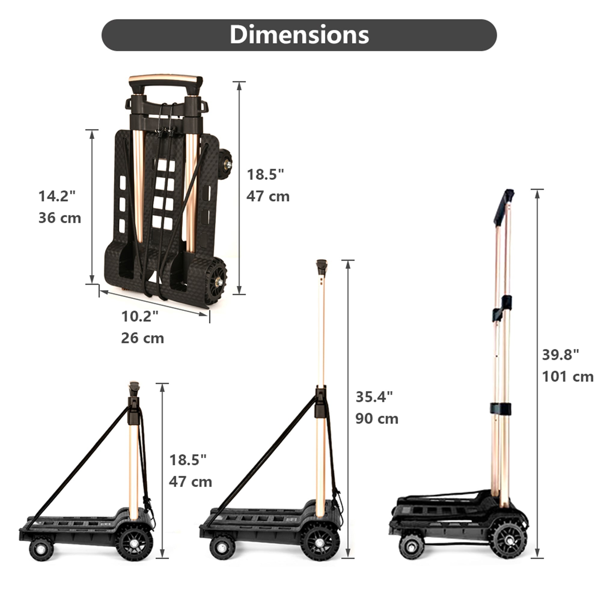 4-Wheel Folding Luggage Cart - Lightweight & Portable Design