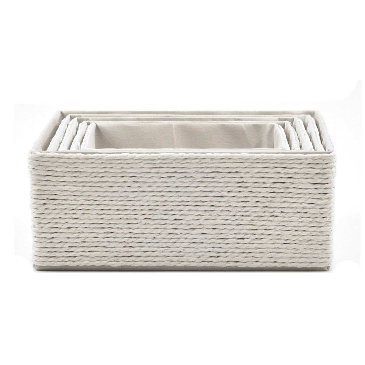5 - Pack Woven Storage Baskets – Multi - Size - Cream White - HomeDude Oak5 - Pack Woven Storage Baskets – Multi - Size - Cream WhitePaper Rope BasketHomeDude Oak