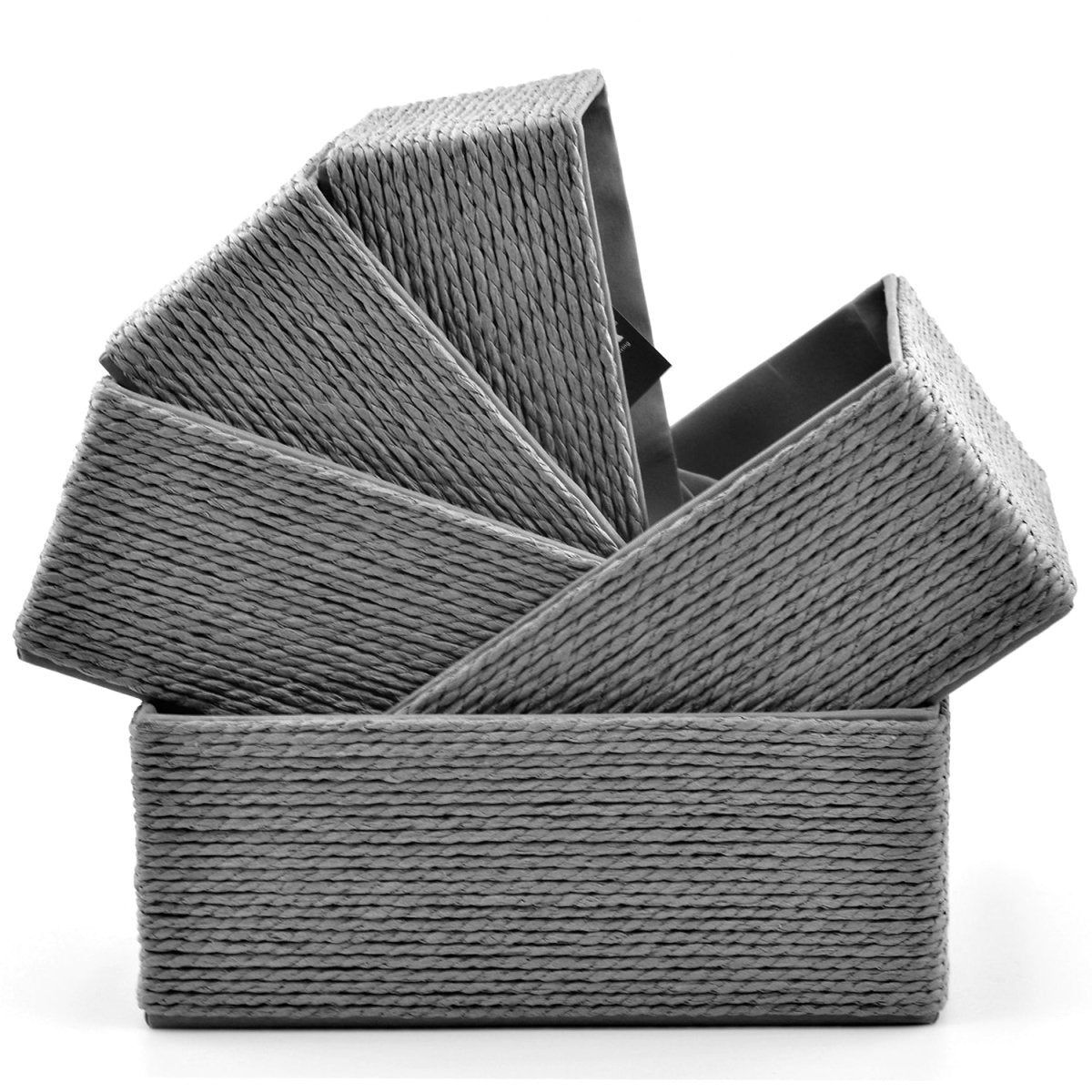 5 - Pack Woven Storage Baskets – Multi - Size - Grey - HomeDude Oak5 - Pack Woven Storage Baskets – Multi - Size - GreyPaper Rope BasketHomeDude Oak