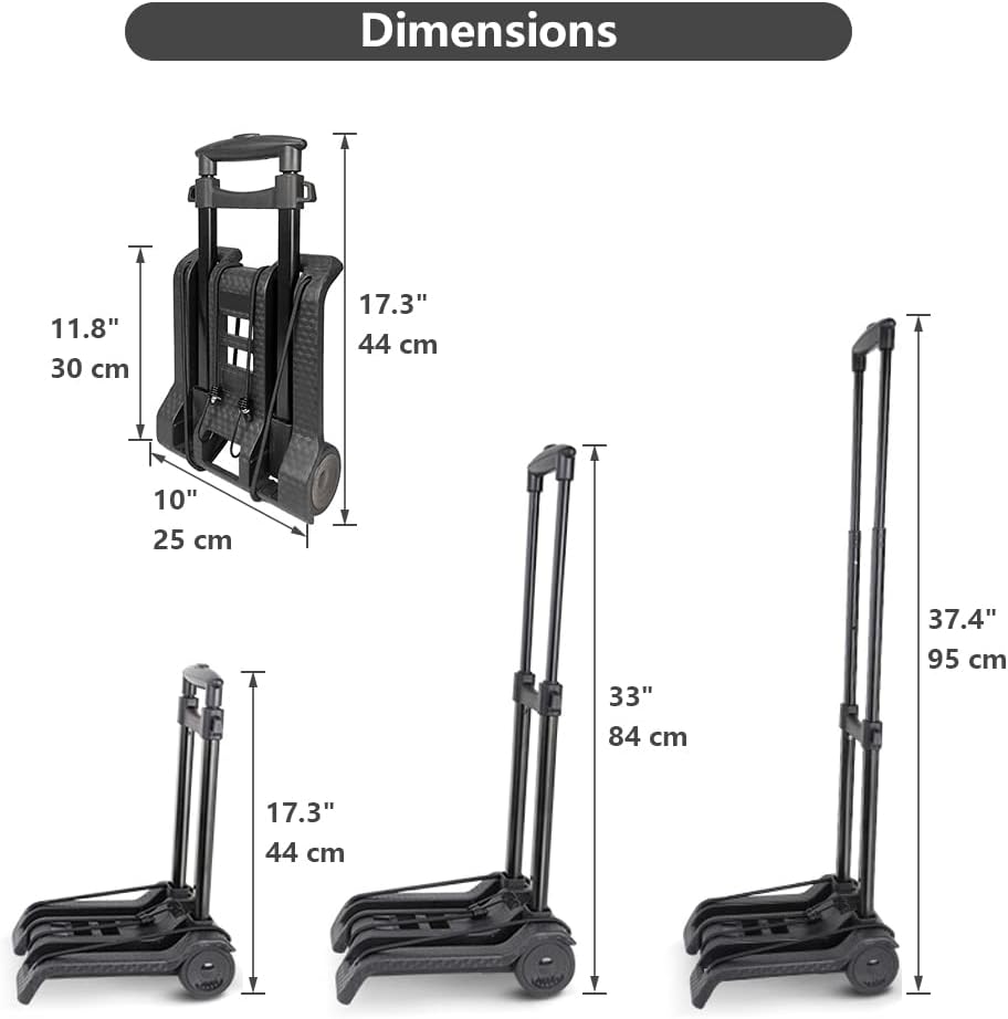 Folding Luggage Cart with 2 Wheels - Lightweight & Portable