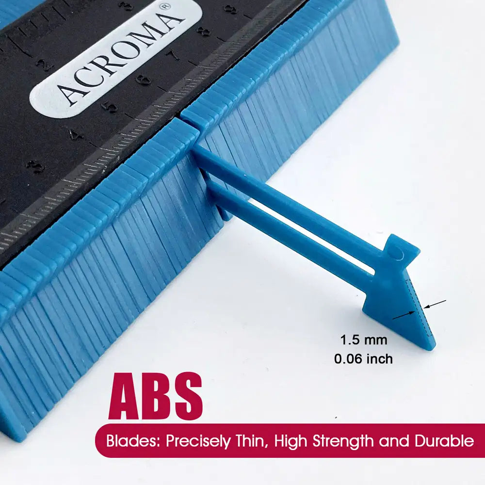 Blue Acroma blade with text on a white background