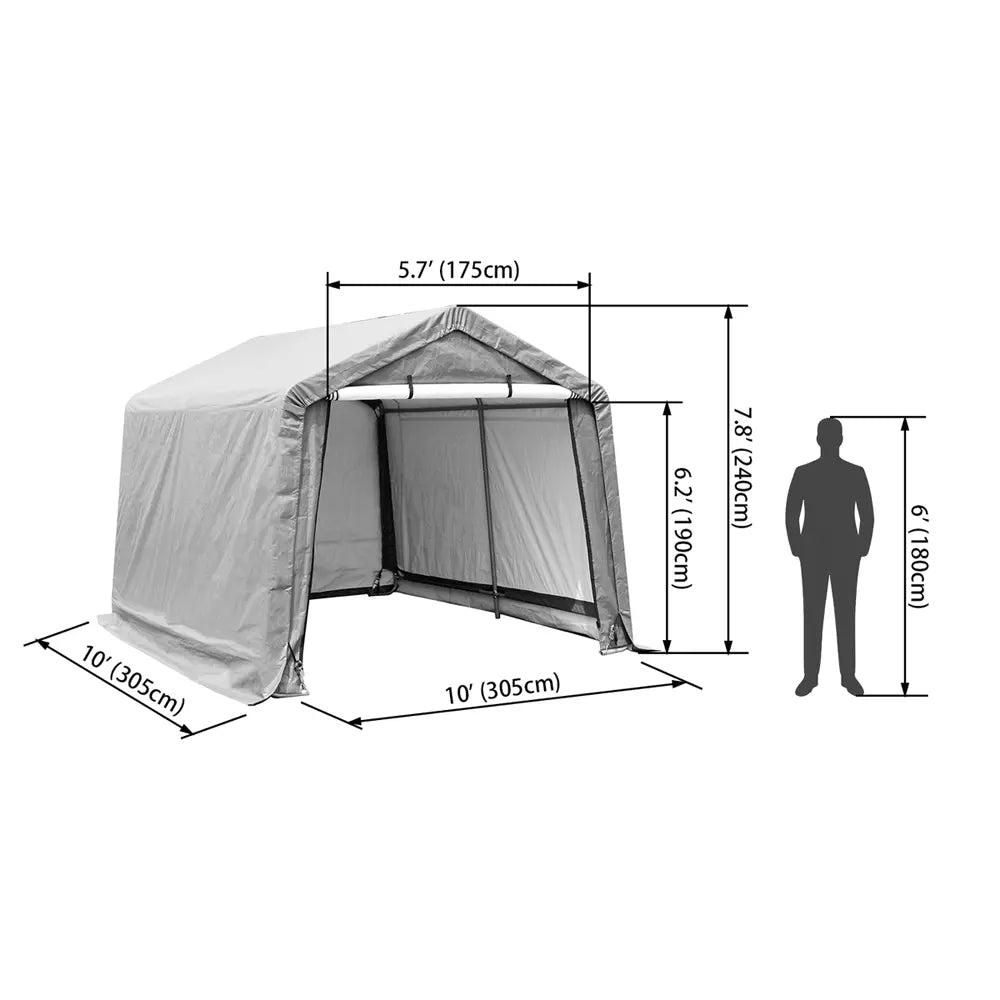 Portable Storage Shed, 10x10'-dimensions