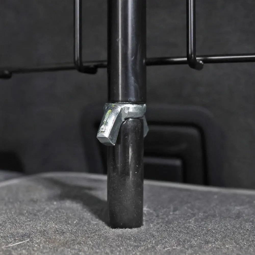 Close-up of the fix screws for the SUV Dog Barrier