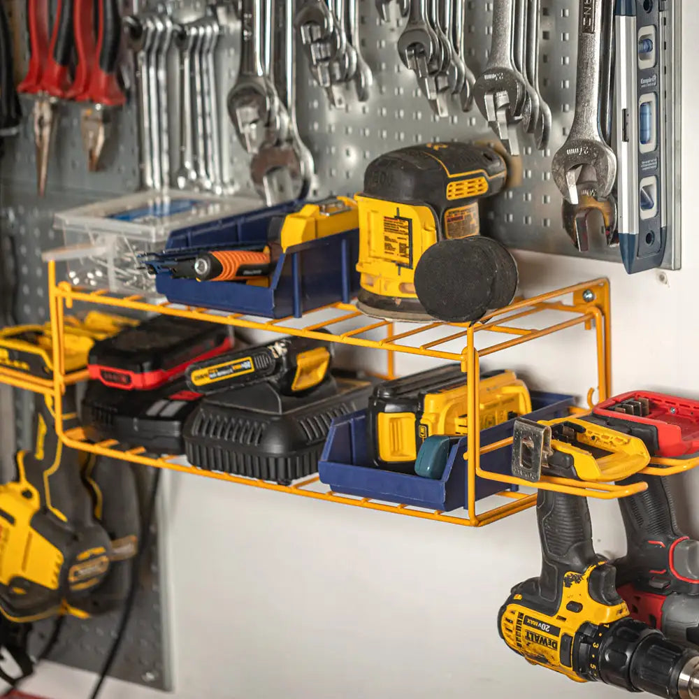 Power Tool Organizer ā 3-Tier Wall Mount Drill & Battery Storage Rack with Adjustable Holders (Black / Yellow / Orange / Green / Red)