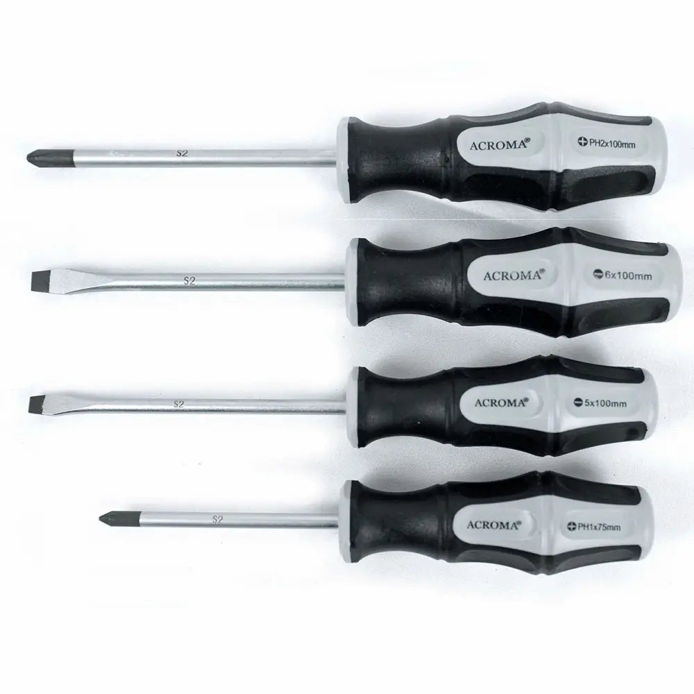 Set of Acroma screwdrivers on a white background