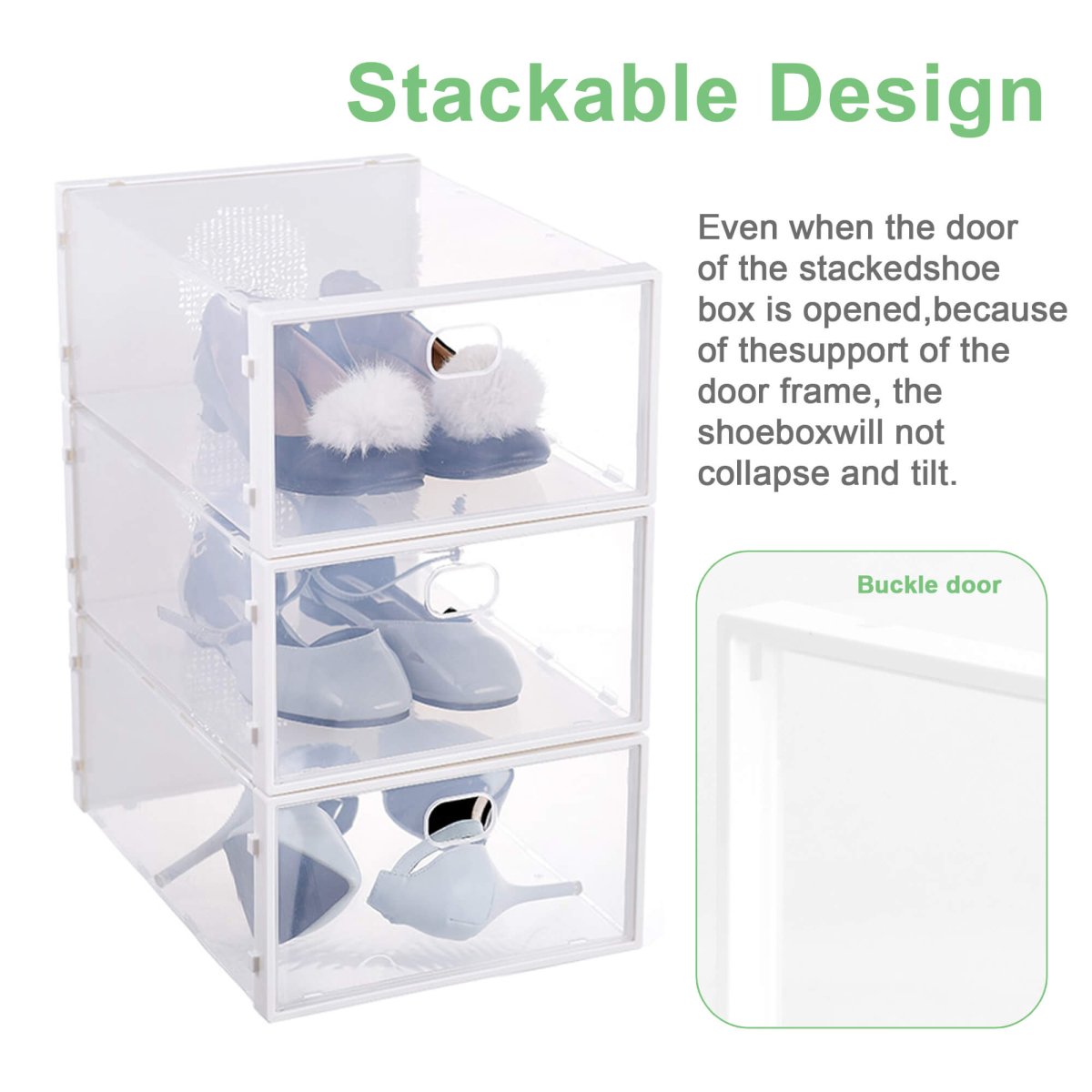 Clear Shoe Storage Box Set – Stackable Drop - Front Design | For Women’s & Kids’ Shoes | Pack of 6 - HomeDudeClear Shoe Storage Box Set – Stackable Drop - Front Design | For Women’s & Kids’ Shoes | Pack of 6Shoe Box - PVCHomeDude