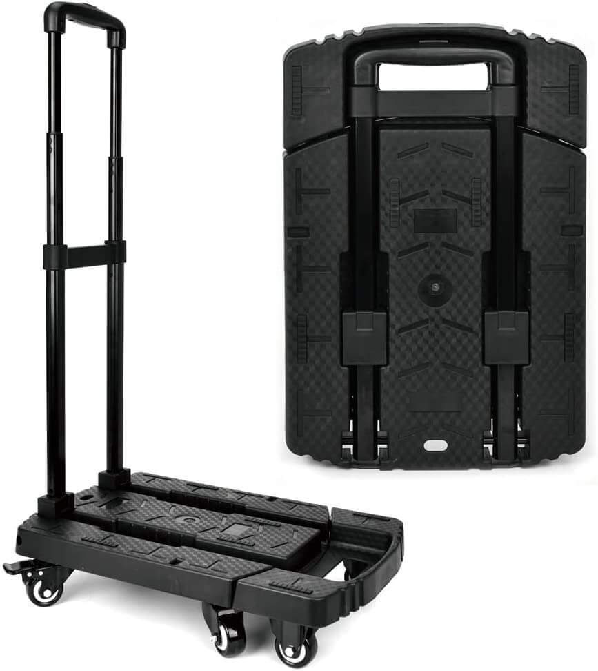 Folding Luggage Cart | 227kg Load Capacity, 6x5cm Wheels, Heavy Duty Hand Truck (HT0061) - HomeDudeFolding Luggage Cart | 227kg Load Capacity, 6x5cm Wheels, Heavy Duty Hand Truck (HT0061)Luggage Cart - 6 wheelsHomeDude