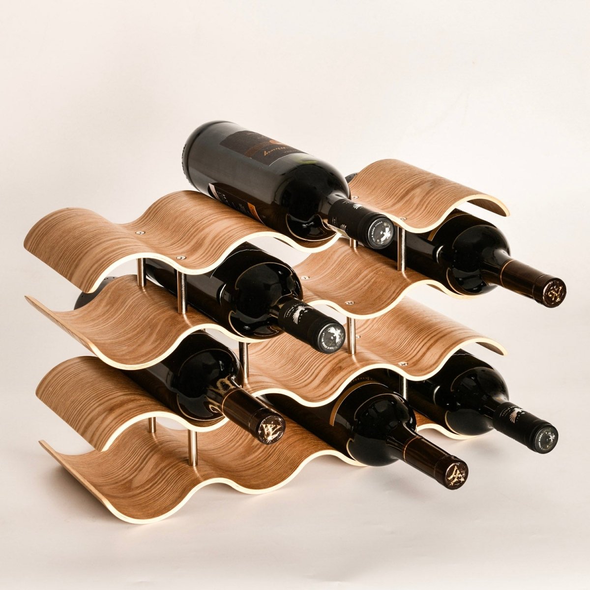 HomeDude 14 - Bottle Bamboo Wine Rack, Modern Countertop Wine Storage, Stackable and Freestanding Wine Holder, Wavy Design, Eco - Friendly Wood, Ideal for Home, Bar, Kitchen, and Wine Cellars - HomeDude OakHomeDude 14 - Bottle Bamboo Wine Rack, Modern Countertop Wine Storage, Stackable and Freestanding Wine Holder, Wavy Design, Eco - Friendly Wood, Ideal for Home, Bar, Kitchen, and Wine CellarsWine Rack - 14 bottlesHomeDude Oak