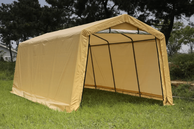 10 ft. x 20 ft. Heavy - Duty All - Weather Carport Shelter - HomeDude Oak10 ft. x 20 ft. Heavy - Duty All - Weather Carport ShelterStorage ShedHomeDude Oak
