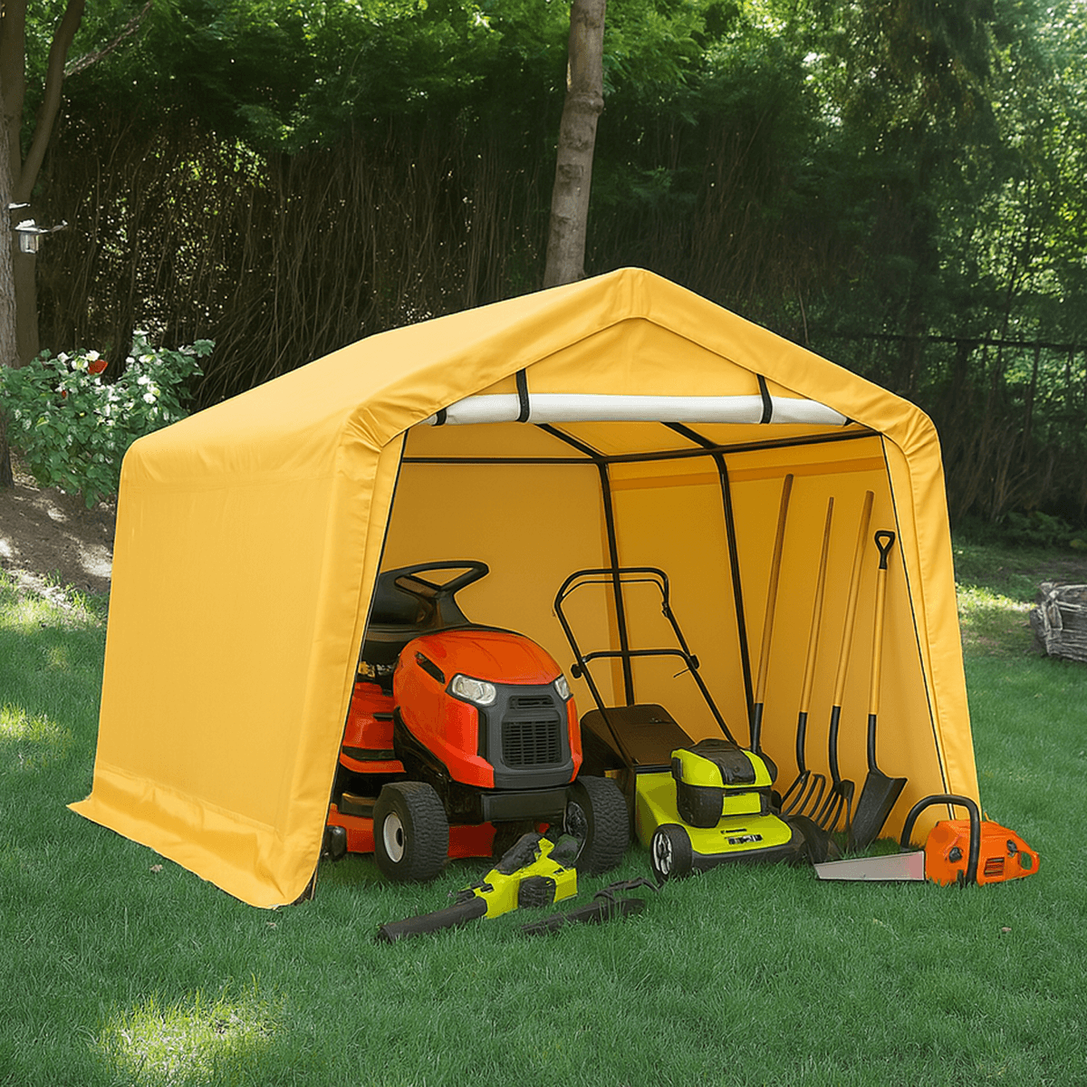 10x10 - ft Portable Storage Shelter – Waterproof Outdoor Shed | UV - Resistant Tarp | Steel Frame - HomeDude10x10 - ft Portable Storage Shelter – Waterproof Outdoor Shed | UV - Resistant Tarp | Steel FrameStorage ShedHomeDude