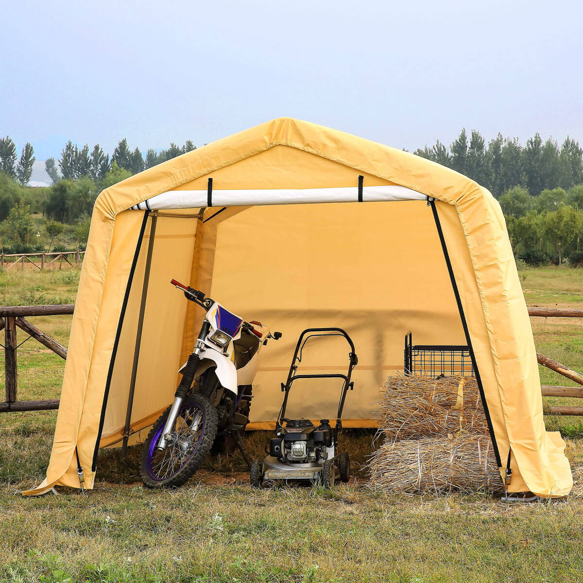 10x10 - ft Portable Storage Shelter – Waterproof Outdoor Shed | UV - Resistant Tarp | Steel Frame - HomeDude10x10 - ft Portable Storage Shelter – Waterproof Outdoor Shed | UV - Resistant Tarp | Steel FrameStorage ShedHomeDude
