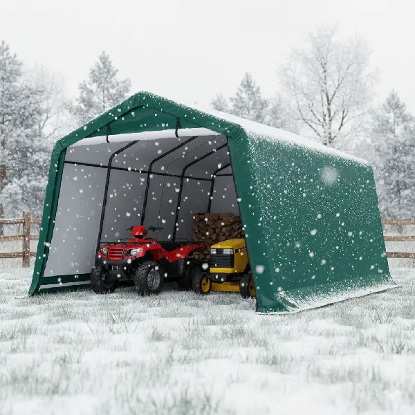 HomeDude 10x20 ft Heavy-Duty Winter Car Shelter – 305g Ripstop Tarp – Reinforced Rust-Proof Metal Structure with Long-Term Coverage Guarantee