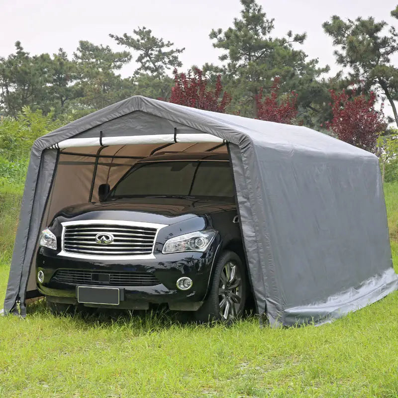 HomeDude 10x20 ft Heavy-Duty Winter Car Shelter – 195g Ripstop Tarp – Reinforced Rust-Proof Metal Structure with Long-Term Coverage Guarantee