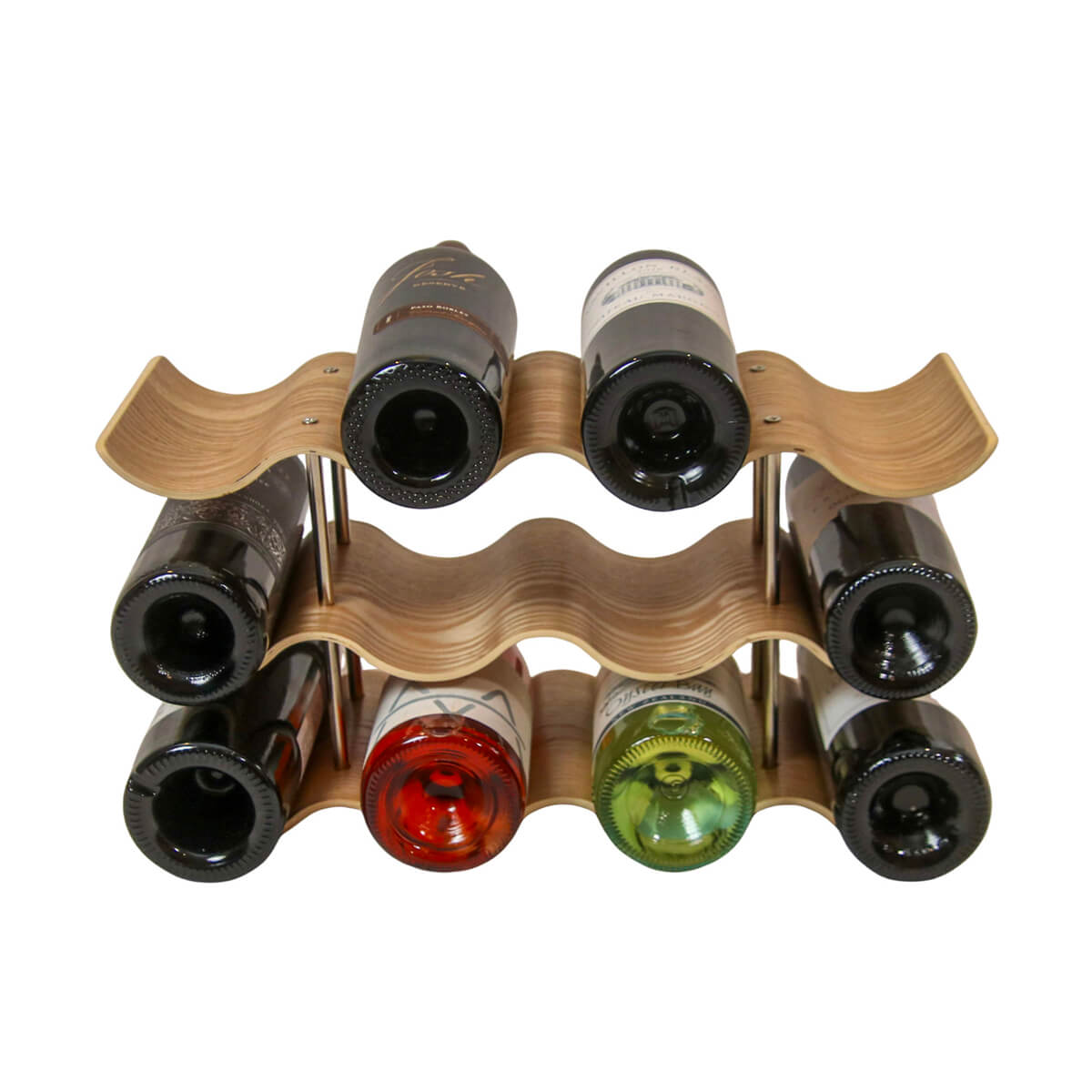 12 - Bottle Bamboo Wine Rack – Stackable, Modern Wavy Design | HomeDude - HomeDude12 - Bottle Bamboo Wine Rack – Stackable, Modern Wavy Design | HomeDudeWine RackHomeDude