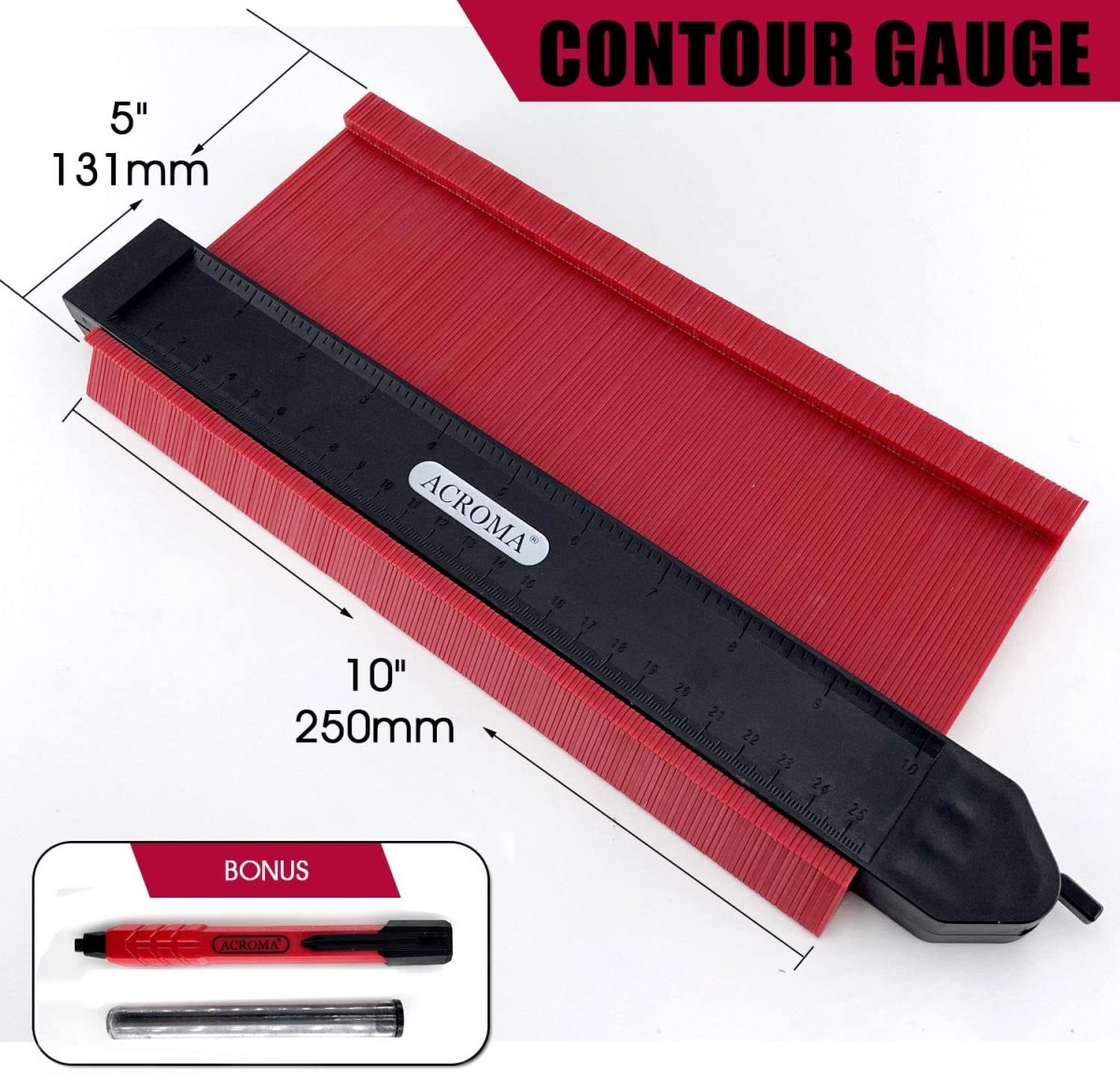 254mm Shape Duplicator Tool – ABS Contour Gauge with Lock - HomeDude Oak254mm Shape Duplicator Tool – ABS Contour Gauge with LockContour GaugeHomeDude Oak