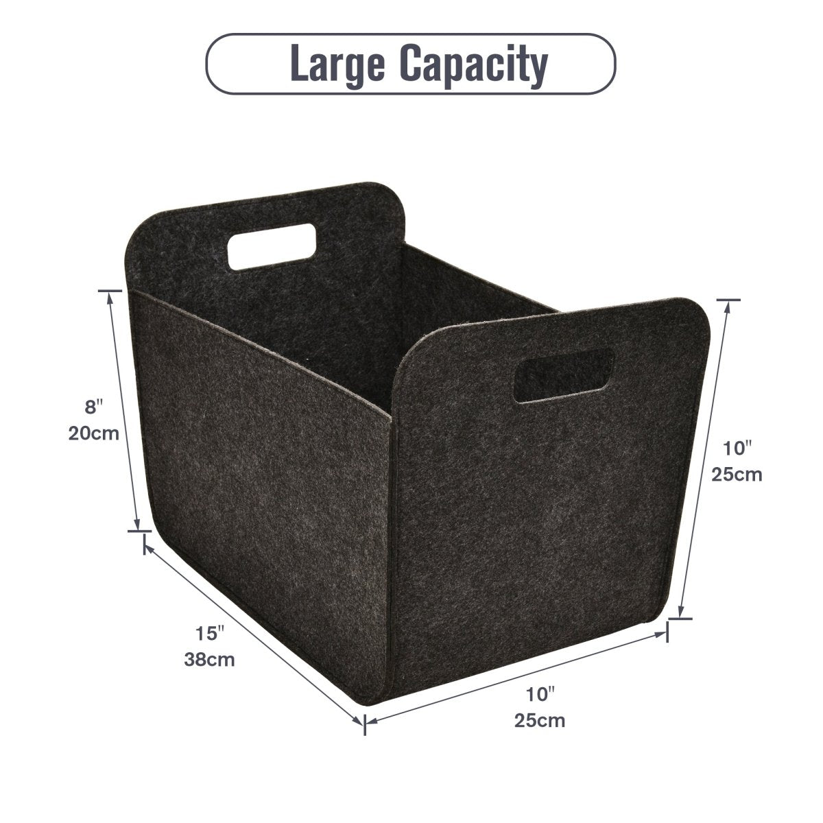 3 - Pack Felt Storage Bins – 38x25x25cm - Grey - HomeDude Oak3 - Pack Felt Storage Bins – 38x25x25cm - GreyFelt BasketsHomeDude Oak