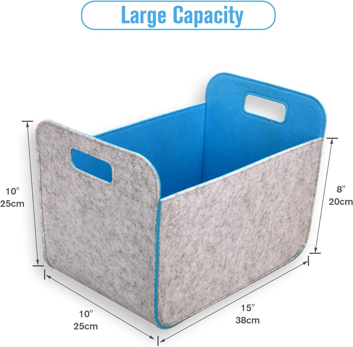 3 - Pack Felt Storage Bins – 38x25x25cm - Light Blue - HomeDude Oak3 - Pack Felt Storage Bins – 38x25x25cm - Light BlueFelt BasketsHomeDude Oak