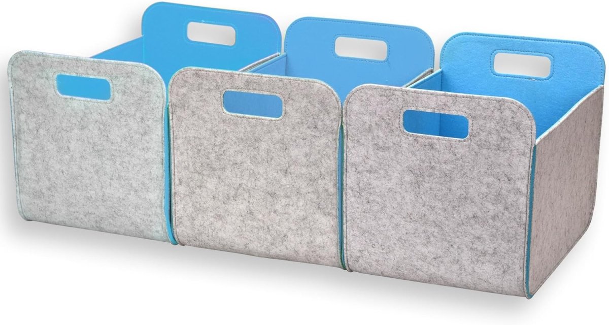 3 - Pack Felt Storage Bins – 38x25x25cm - Light Blue - HomeDude Oak3 - Pack Felt Storage Bins – 38x25x25cm - Light BlueFelt BasketsHomeDude Oak