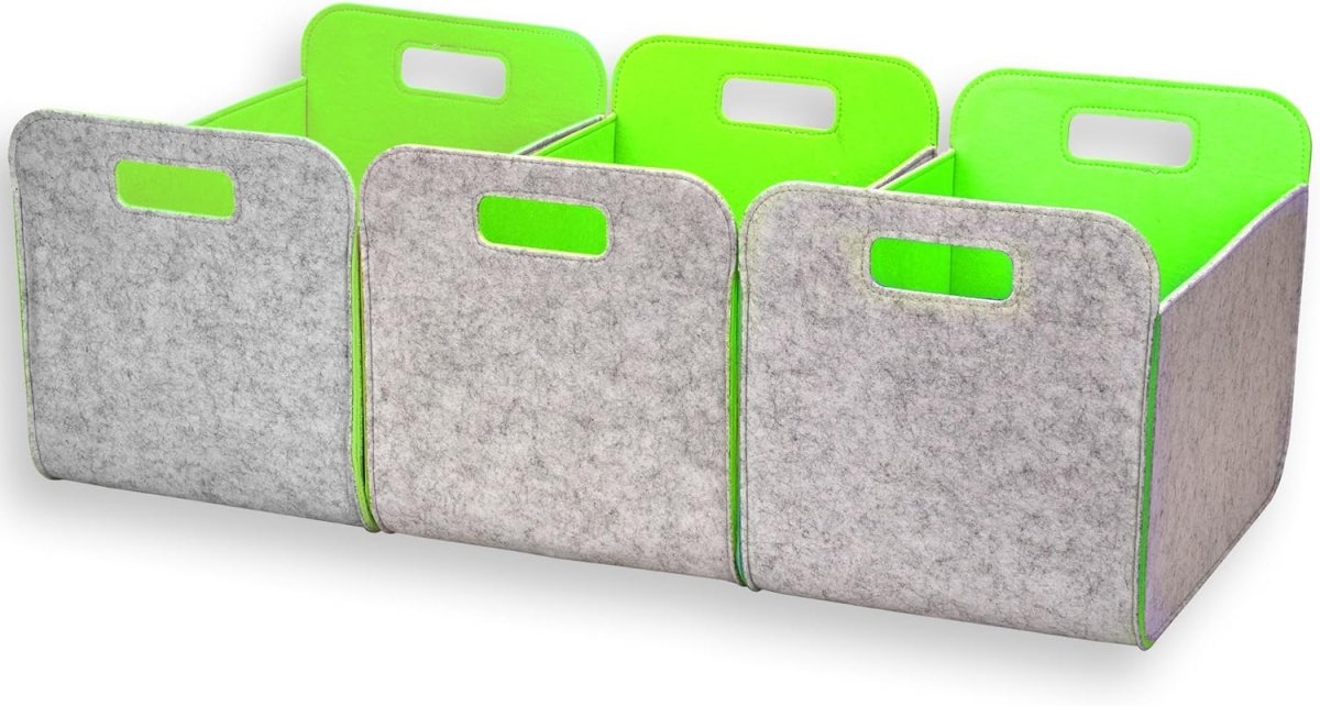 3 - Pack Felt Storage Bins – 38x25x25cm - Light Green - HomeDude Oak3 - Pack Felt Storage Bins – 38x25x25cm - Light GreenFelt BasketsHomeDude Oak