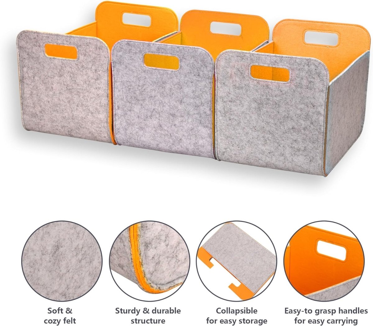 3 - Pack Felt Storage Bins – 38x25x25cm - Light Yellow - HomeDude Oak3 - Pack Felt Storage Bins – 38x25x25cm - Light YellowFelt BasketsHomeDude Oak