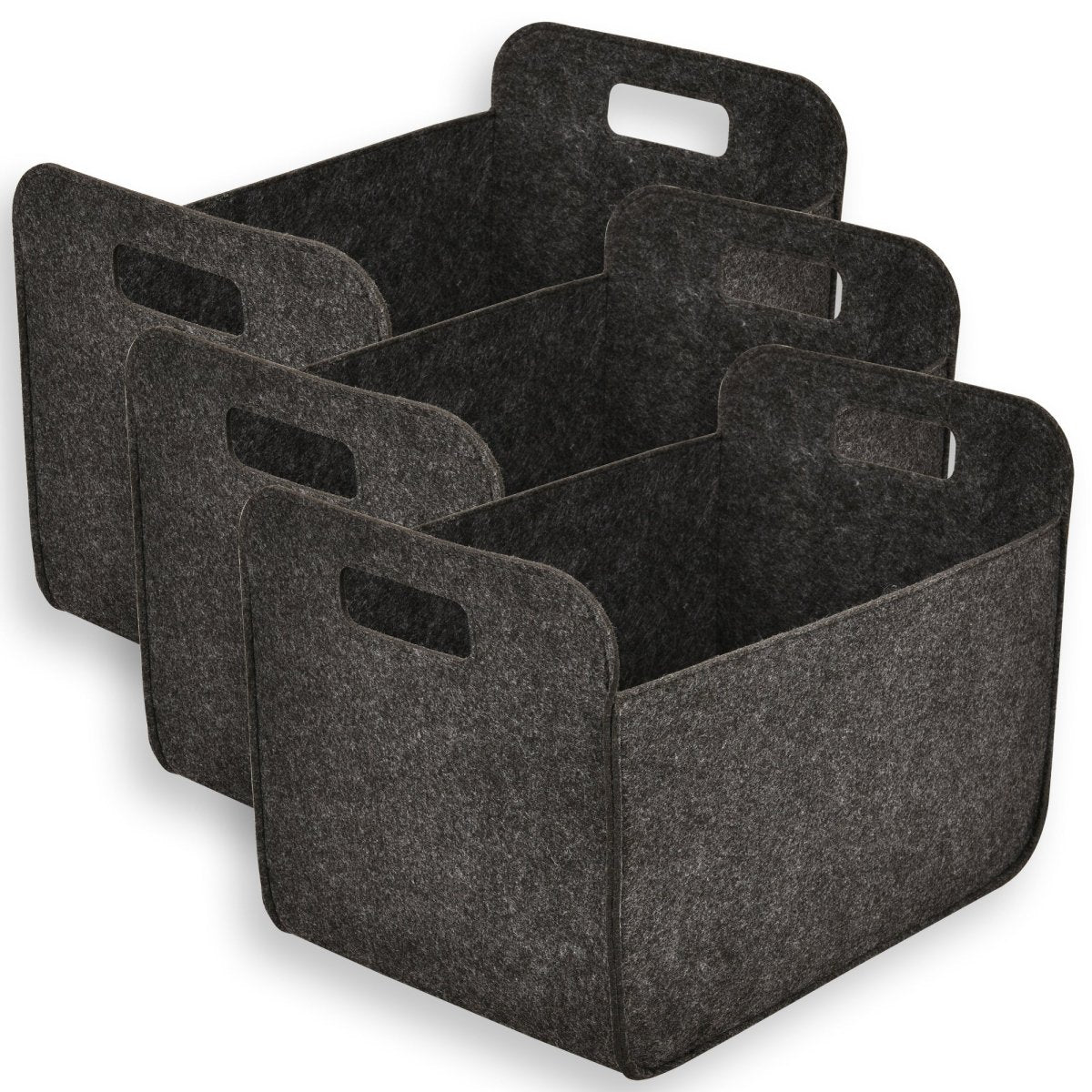 3 - Pack Felt Storage Bins – 38x25x25cm - HomeDude3 - Pack Felt Storage Bins – 38x25x25cmFelt BasketsHomeDude