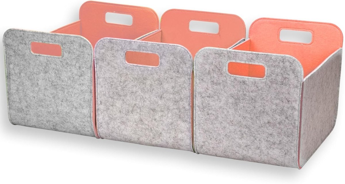 3 - Pack Felt Storage Bins – 38x25x25cm - HomeDude3 - Pack Felt Storage Bins – 38x25x25cmFelt BasketsHomeDude