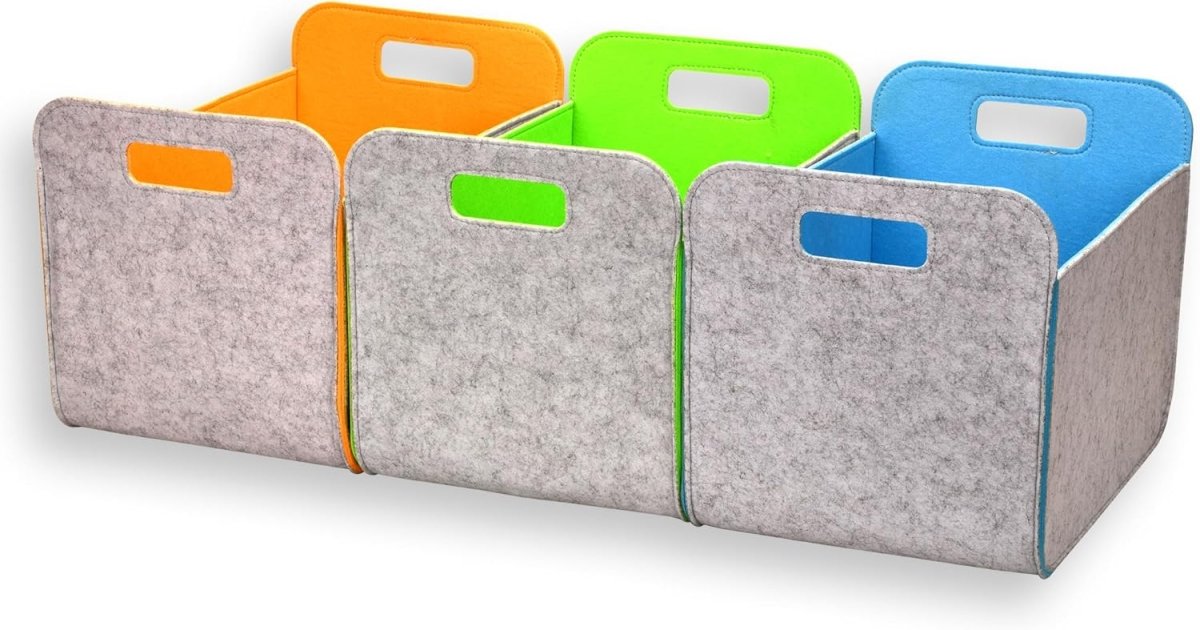 3 - Pack Felt Storage Bins – 38x25x25cm - HomeDude3 - Pack Felt Storage Bins – 38x25x25cmFelt BasketsHomeDude