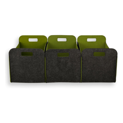 3 Pack of 42x30x30cm Felt Storage Basket - Green - HomeDude Oak3 Pack of 42x30x30cm Felt Storage Basket - GreenFelt BasketHomeDude Oak