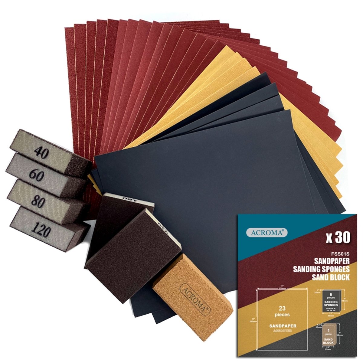 30 - Piece Multi - Purpose Sanding All - in - one Assortment - HomeDude Oak30 - Piece Multi - Purpose Sanding All - in - one AssortmentSanding Paper assortmentHomeDude Oak