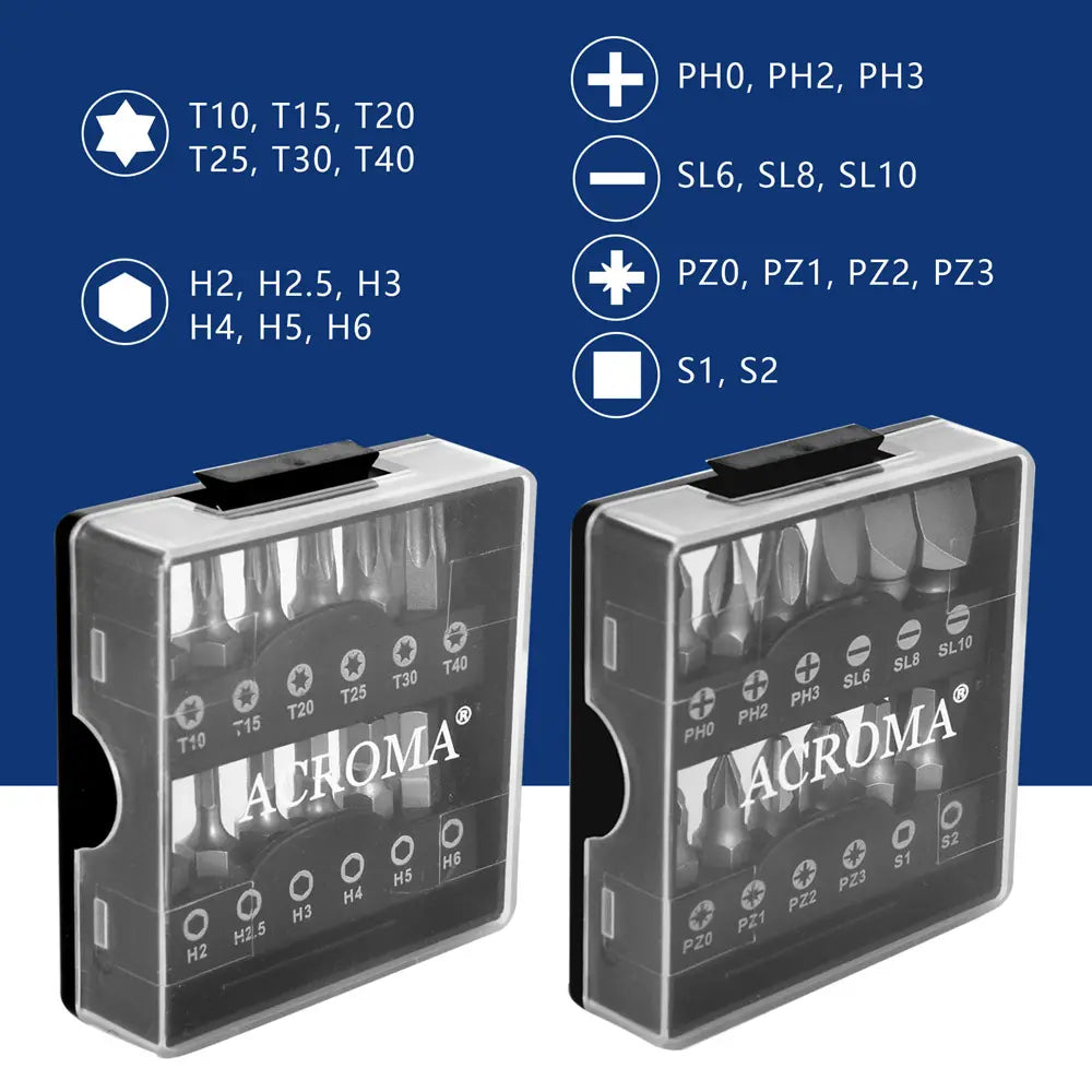 Acroma BITS holders with 24PCS various sizes S2 bits