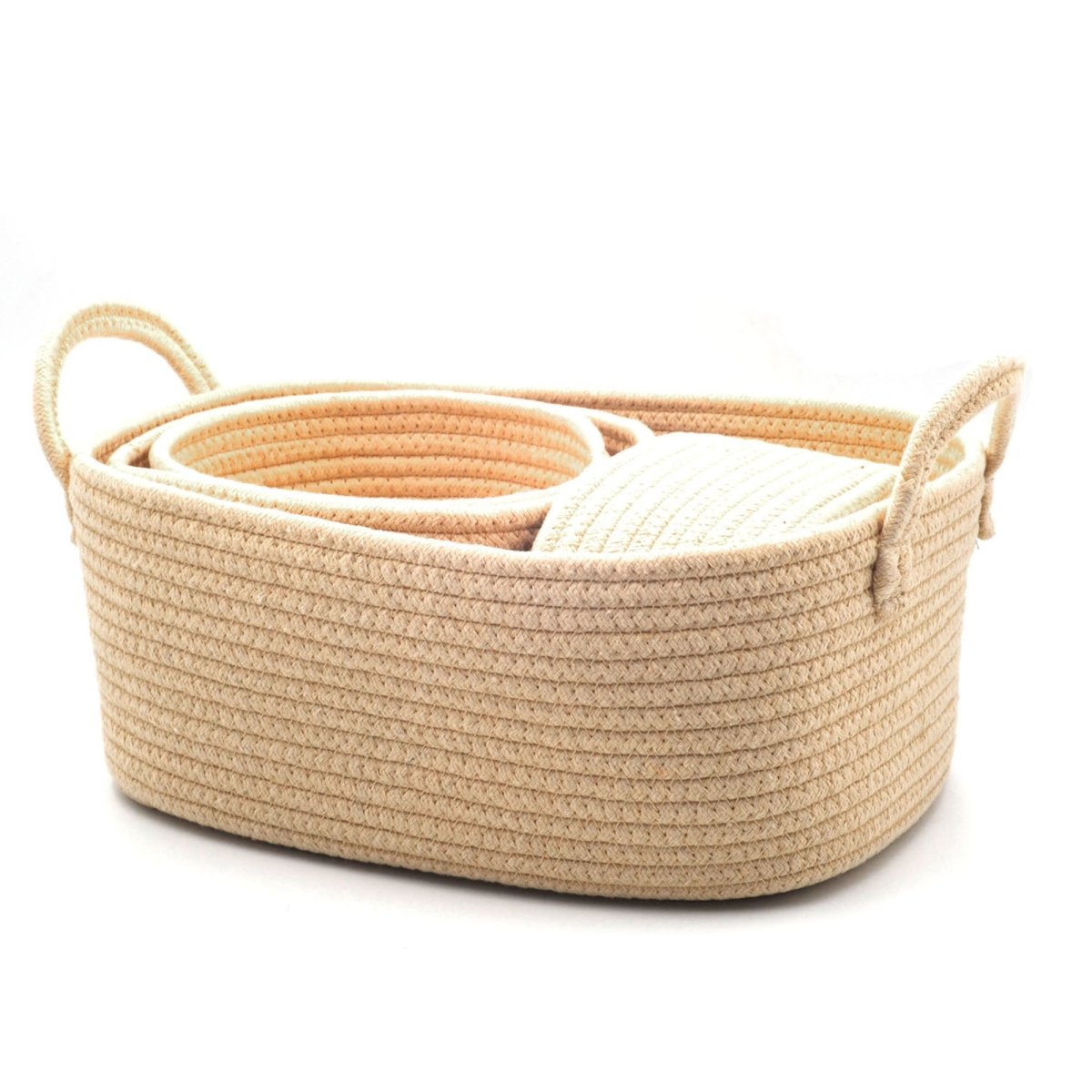 4 - Pack Cotton Rope Storage Baskets - HomeDude4 - Pack Cotton Rope Storage BasketsCotton Rope BasketHomeDude