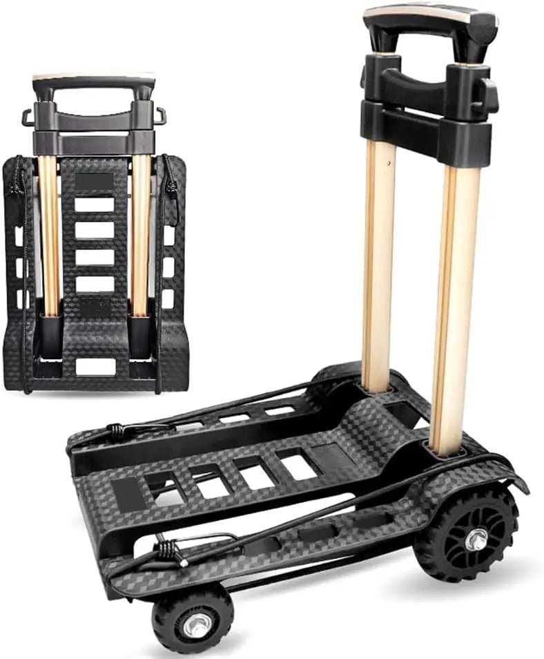 4 - Wheel Folding Luggage Cart – Heavy - Duty, Lightweight & Portable Trolley with Adjustable Handle - HomeDude4 - Wheel Folding Luggage Cart – Heavy - Duty, Lightweight & Portable Trolley with Adjustable HandleLuggage CartHomeDude