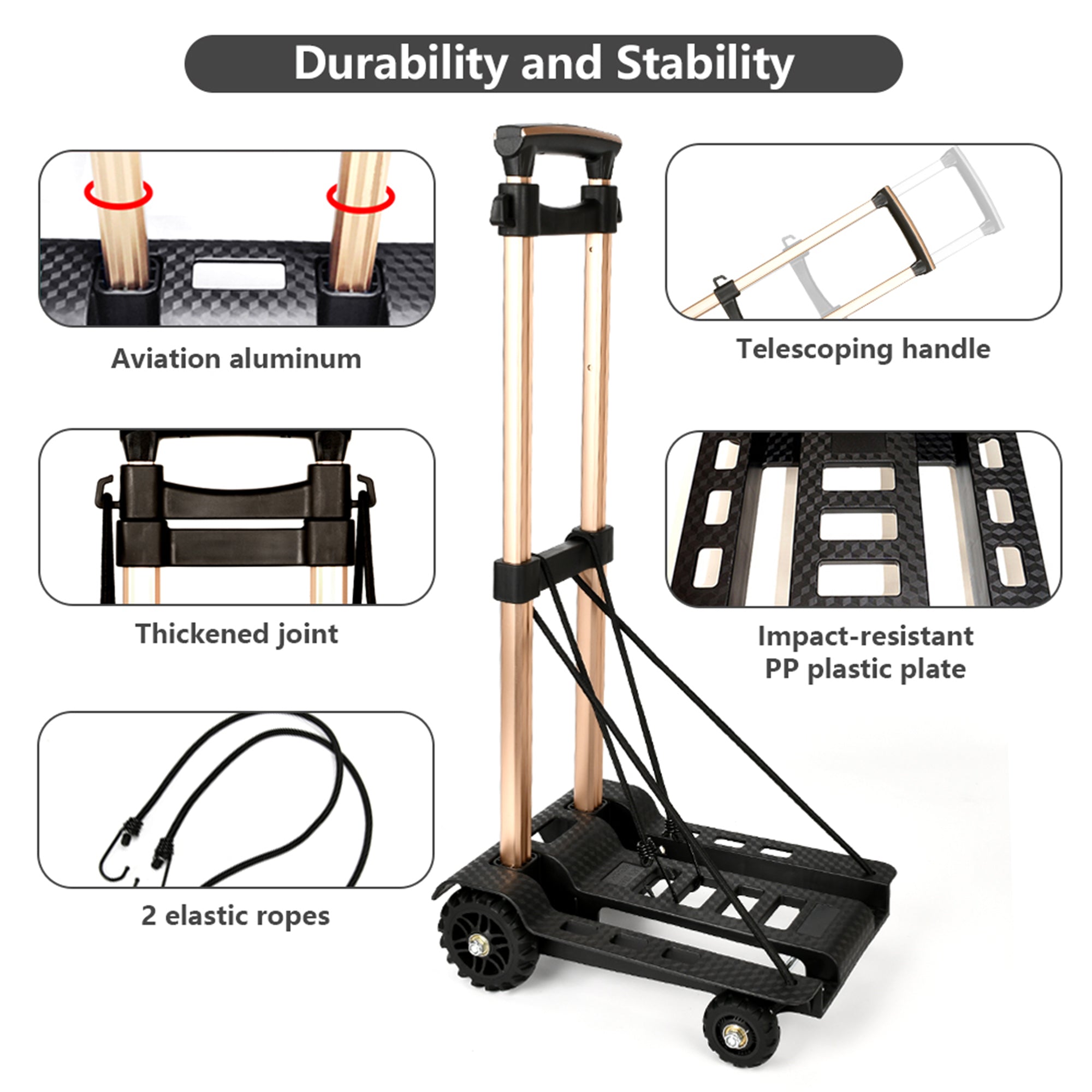 4-Wheel Folding Luggage Cart - Lightweight & Portable Design