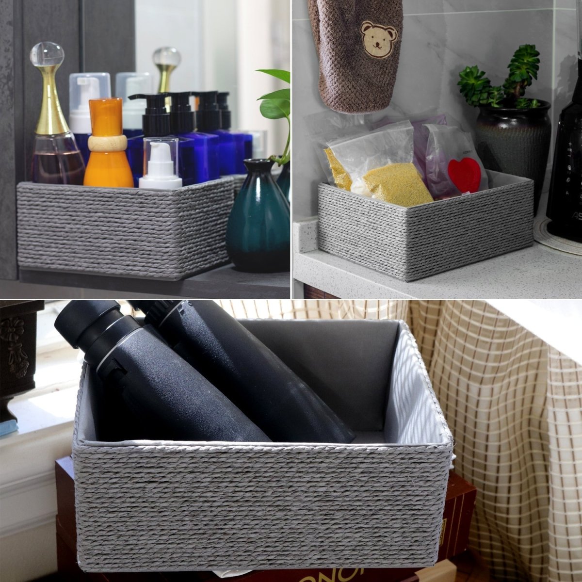 5 - Pack Woven Storage Baskets – Multi - Size - Grey - HomeDude Oak5 - Pack Woven Storage Baskets – Multi - Size - GreyPaper Rope BasketHomeDude Oak