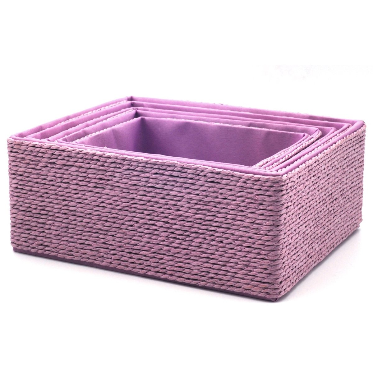 5 - Pack Woven Storage Baskets – Multi - Size - Lilac - HomeDude Oak5 - Pack Woven Storage Baskets – Multi - Size - LilacPaper Rope BasketHomeDude Oak