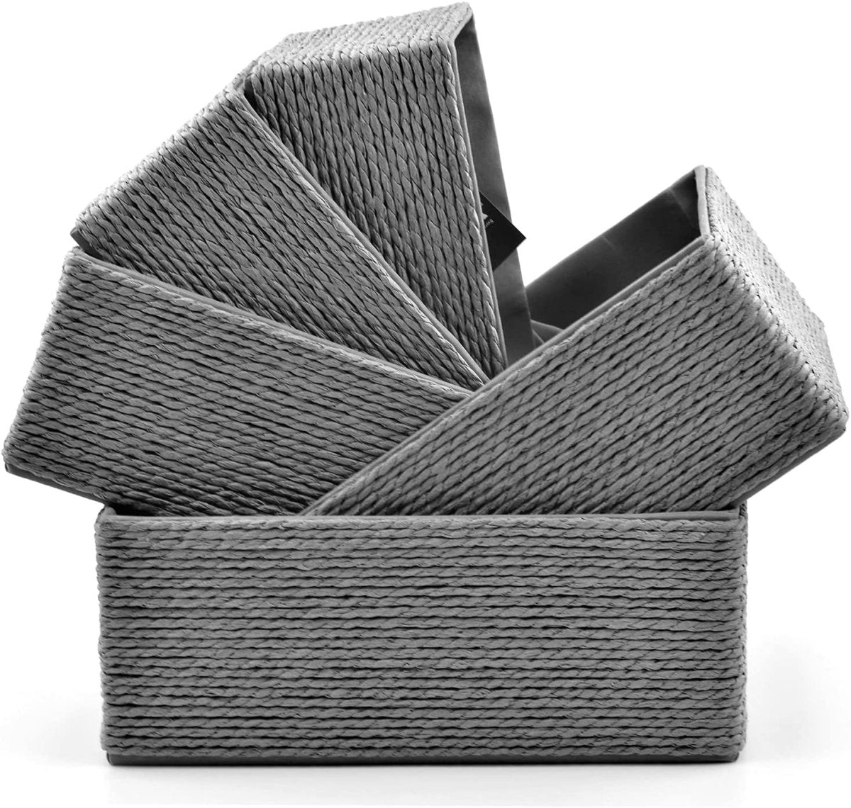 5 - Pack Woven Storage Baskets – Multi - Size - HomeDude5 - Pack Woven Storage Baskets – Multi - SizePaper Rope BasketHomeDude