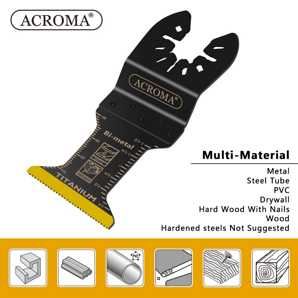 5 - Piece M42 Bi - Metal Oscillating Blades – Titanium - Coated, Universal Fit, for Wood & Metal - HomeDude Oak5 - Piece M42 Bi - Metal Oscillating Blades – Titanium - Coated, Universal Fit, for Wood & MetalOscillating Saw BladesHomeDude Oak
