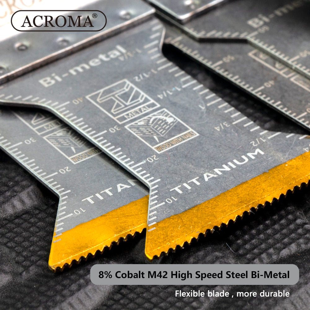 5 - Piece Oscillating Tool Blades Set - Titanium - Coated M42 Bi - Metal - HomeDude Oak5 - Piece Oscillating Tool Blades Set - Titanium - Coated M42 Bi - MetalOscillating Saw BladesHomeDude Oak