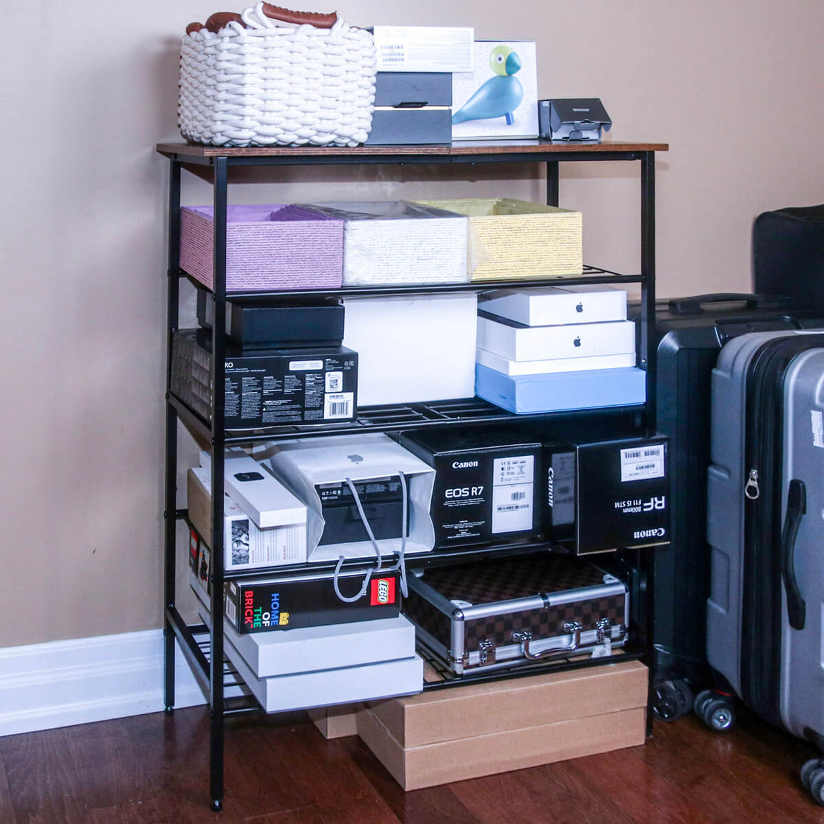 5 - Tier Metal Shoe Rack | Wood Top Shelf | Entryway Organizer | Homedude - HomeDude5 - Tier Metal Shoe Rack | Wood Top Shelf | Entryway Organizer | HomedudeShoe RackHomeDude