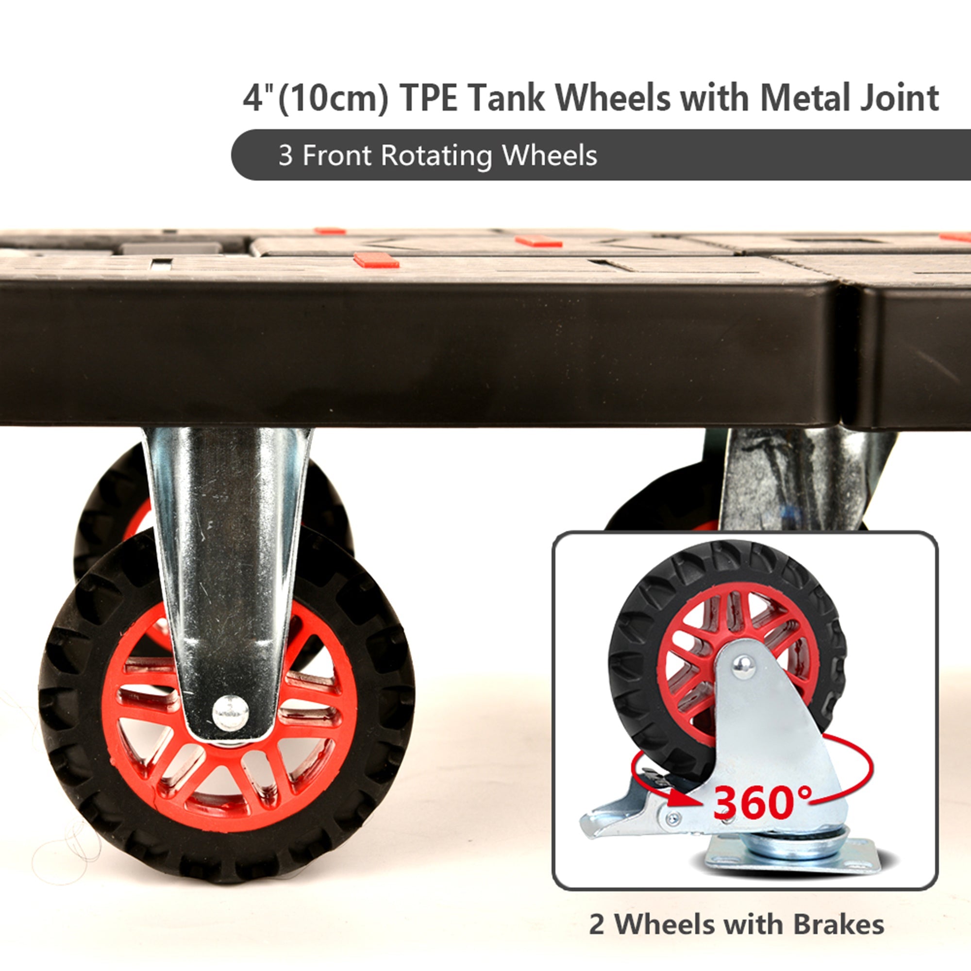 Folding Luggage Cart, 227 kgs Heavy-Duty, 5 Tank Wheels