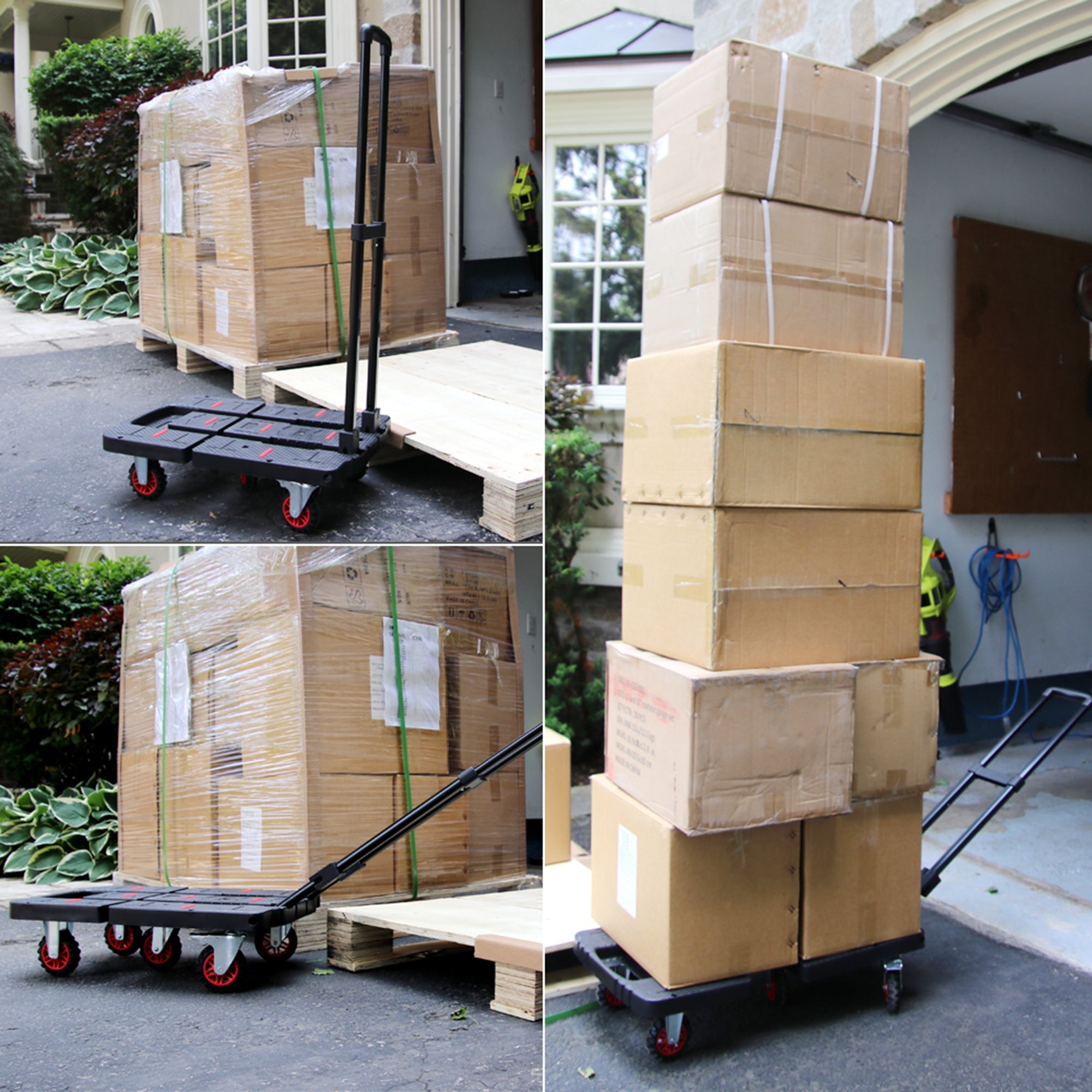 Folding Luggage Cart, 227 kgs Heavy-Duty, 5 Tank Wheels