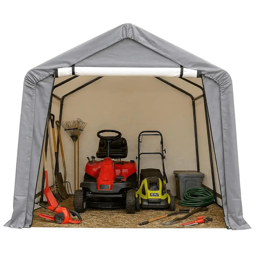 8×14 ft Outdoor Storage Shelter with Roll-Up Door – Heavy-Duty Steel Frame | HomeDude