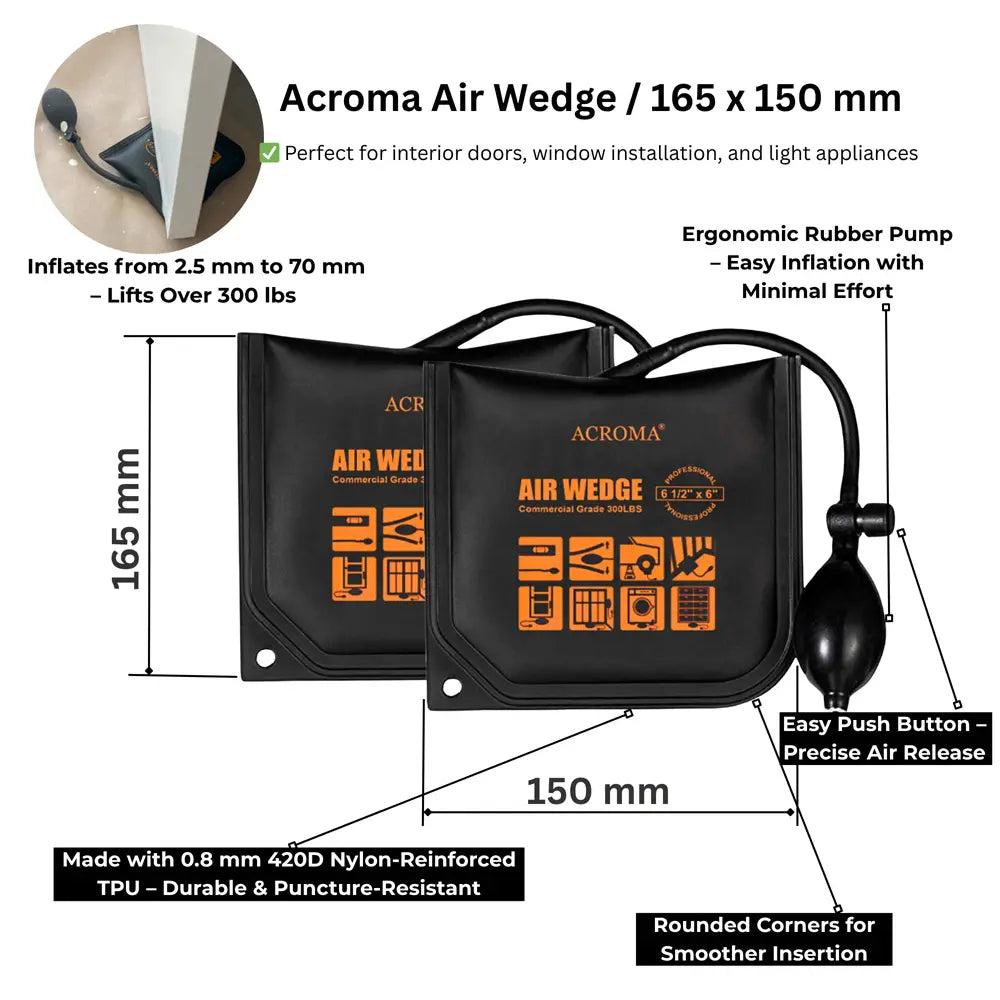Acroma Air Wedge with features and specifications on a white background