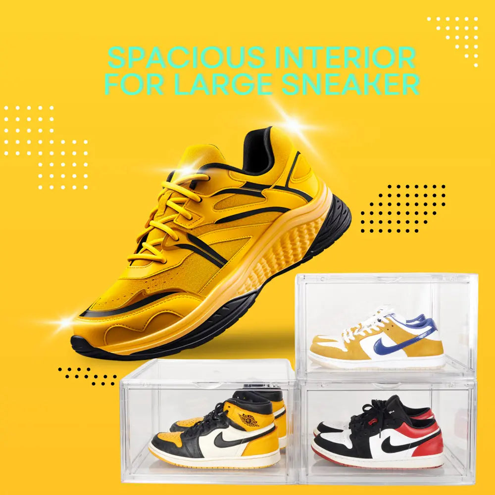 Clear Stackable Shoe Organizer Boxes | Front Drop-Down Door | PET Plastic Set of 3 | Homedude