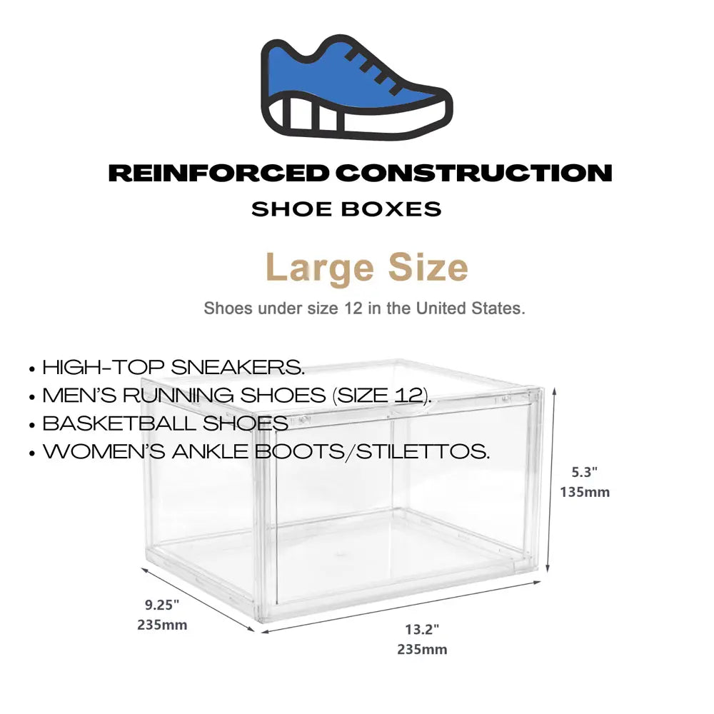 Clear Stackable Shoe Organizer Boxes | Front Drop-Down Door | PET Plastic Set of 3 | Homedude