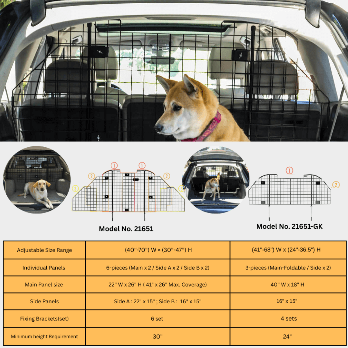 Pet Barrier for SUVs | Compact Mesh Design, Adjustable Fit | Homedude