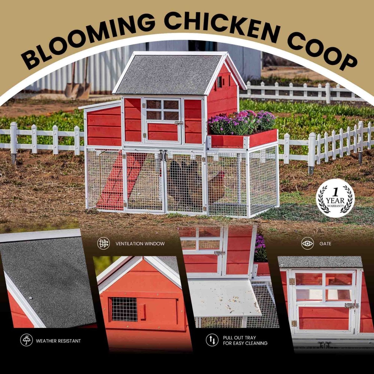 Elevated Chicken Coop with Planter Box and Secure Run - HomeDude OakElevated Chicken Coop with Planter Box and Secure RunShelterHomeDude Oak